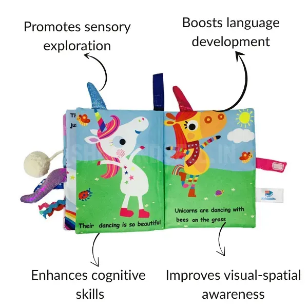 Animal Fun Cloth Book for Babies – Educational &amp; Safe Fabric Book for Kids | D'bebé