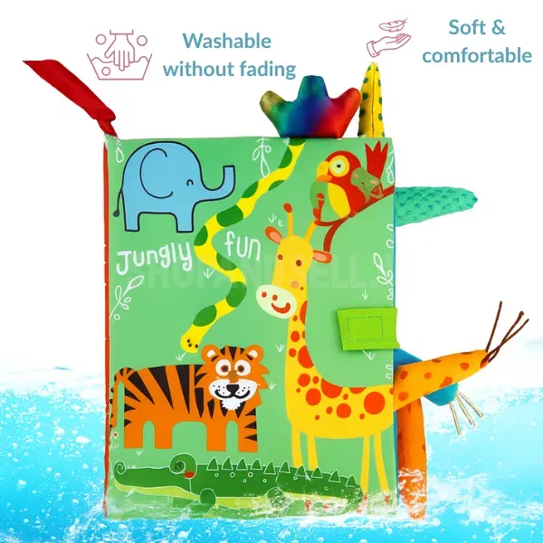 Animal Fun Cloth Book for Babies – Educational &amp; Safe Fabric Book for Kids | D'bebé