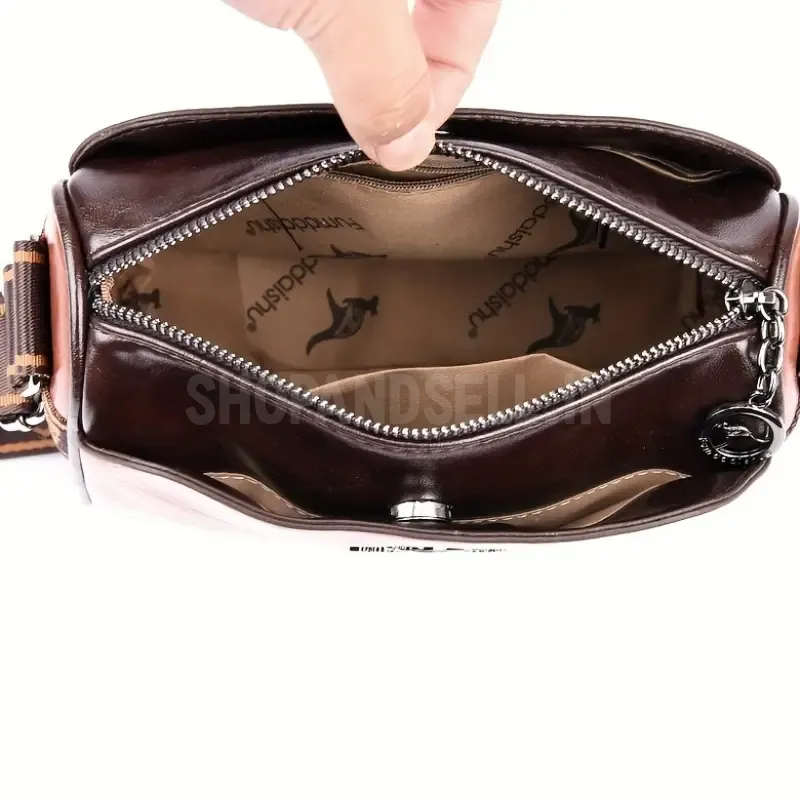 Multi Pockets Purse Handbag Travel Satchel Messenger Bag Wide Strap Cell Phone Purse Shoulder Handbag Wallet