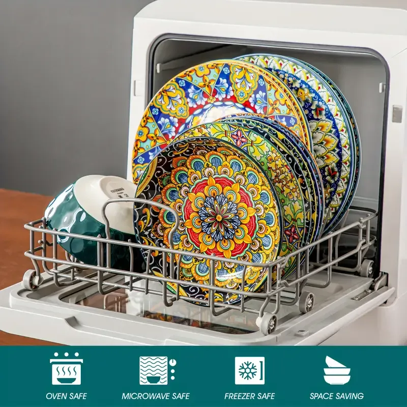 24pcs Dinner Set Stoneware Bohemian Style Tableware With Dinner Plate Dessert Plate Pasta Bowl Cereal Bowls Service for 6