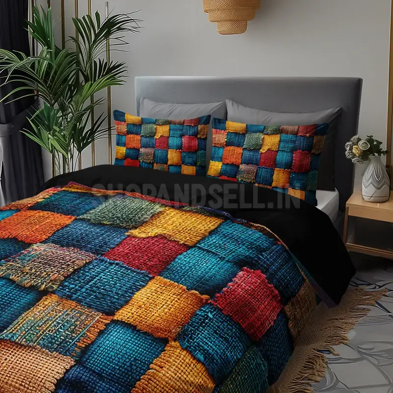 2/3pcs Country Style Patchwork Color Block Duvet Cover Set