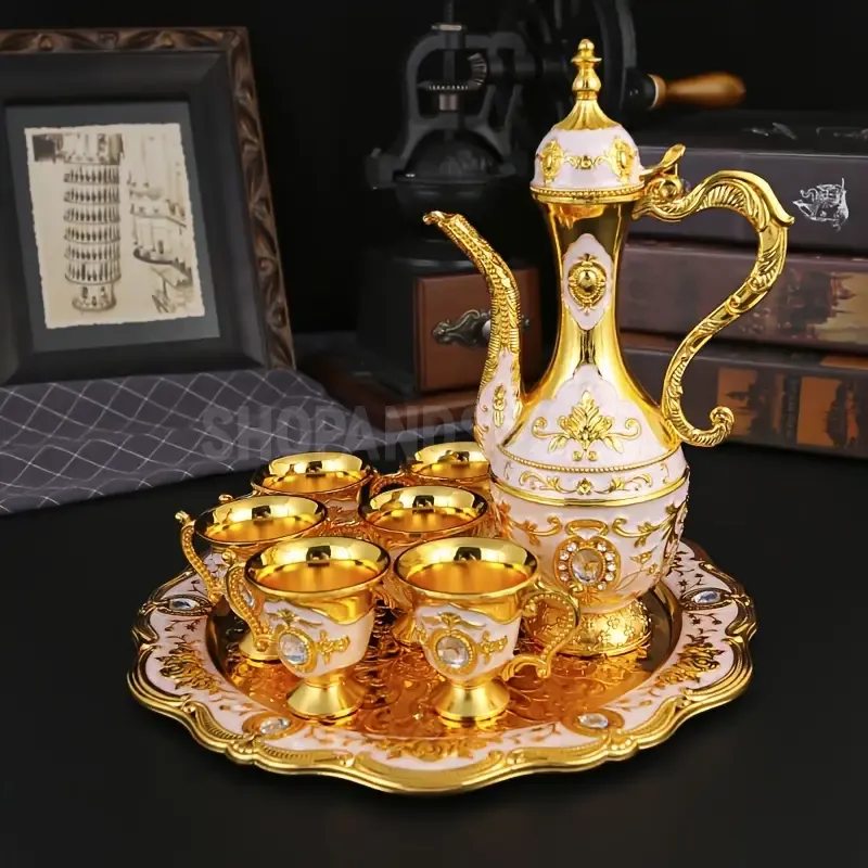 A Vintage And Exquisite Metal Wine Glass Set