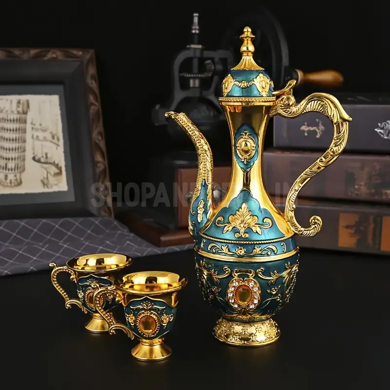 A Vintage And Exquisite Metal Wine Glass Set