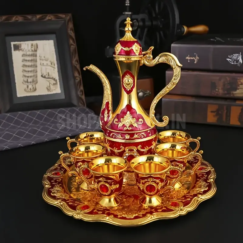 A Vintage And Exquisite Metal Wine Glass Set