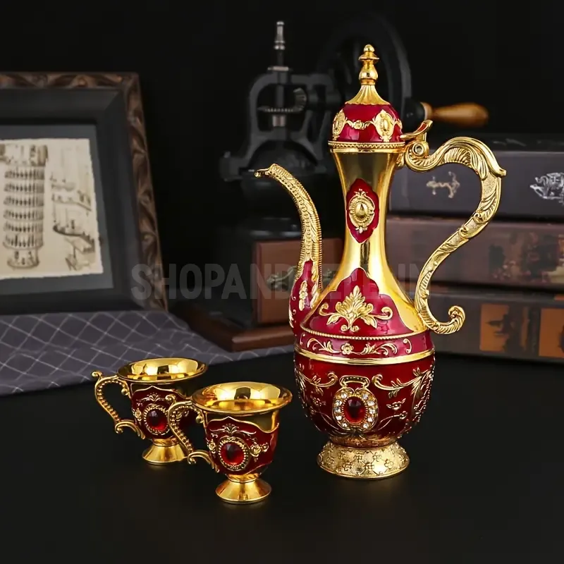 A Vintage And Exquisite Metal Wine Glass Set