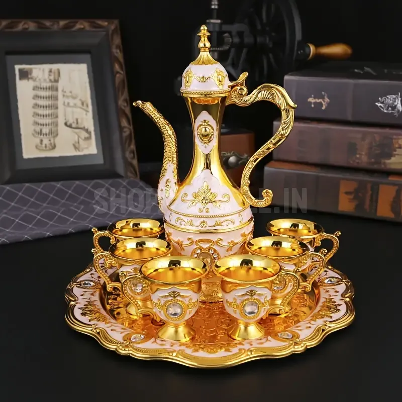 A Vintage And Exquisite Metal Wine Glass Set