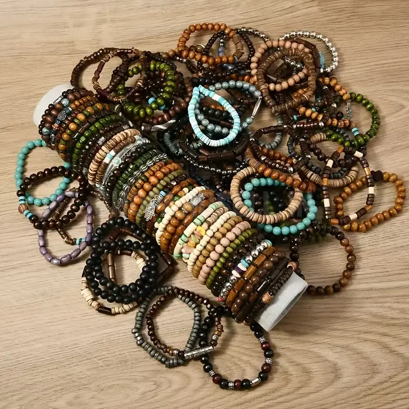 36 Sets Of Different Styles Of Wooden Bead Bracelets