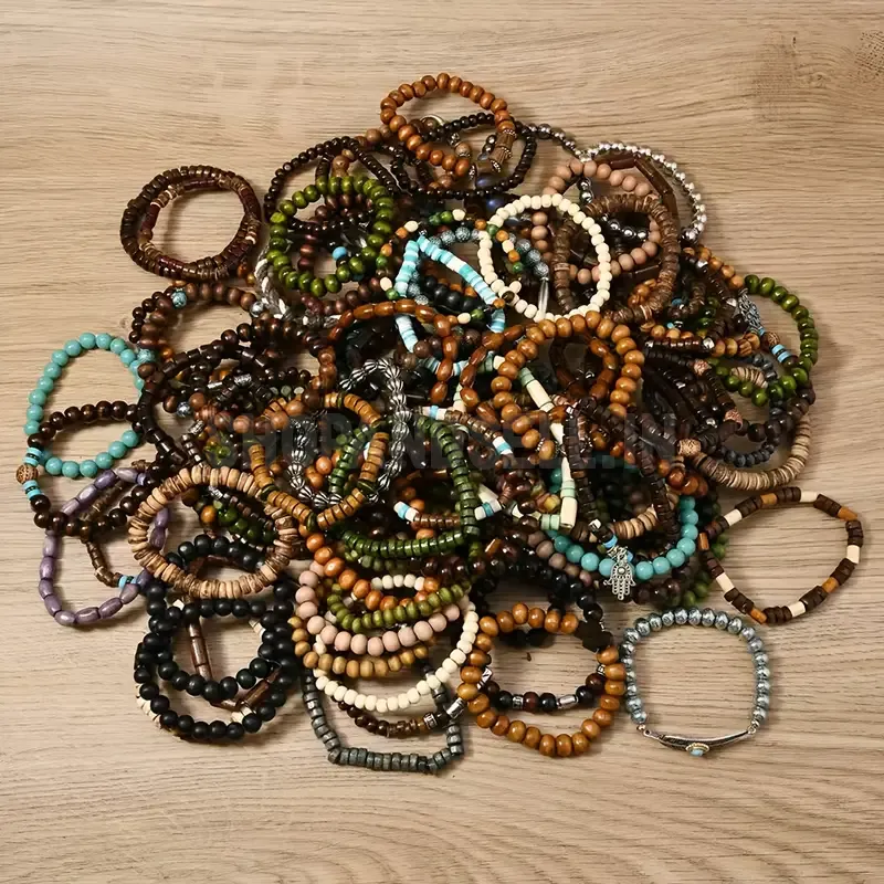36 Sets Of Different Styles Of Wooden Bead Bracelets