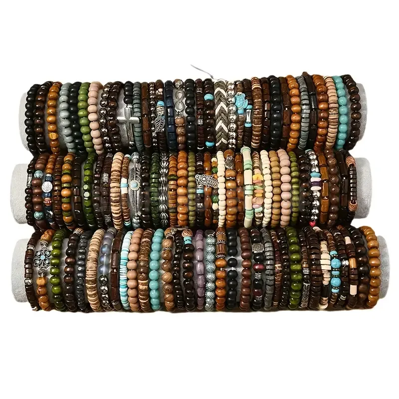 36 Sets Of Different Styles Of Wooden Bead Bracelets