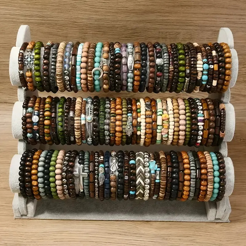 36 Sets Of Different Styles Of Wooden Bead Bracelets